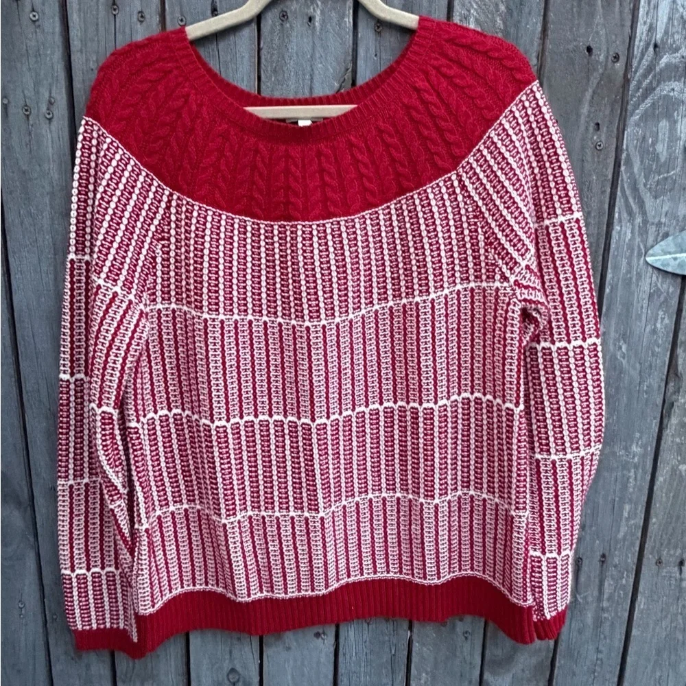 Talbots Red and White Women's Sweater